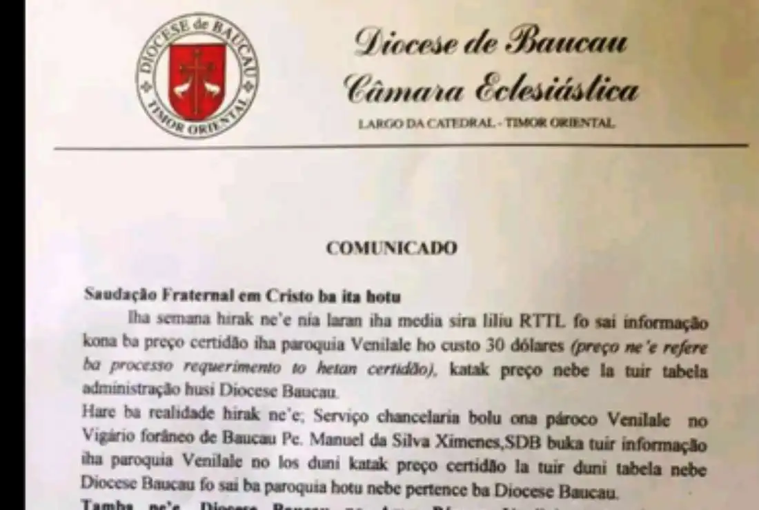 Keuskupan di Timor-Leste minta maaf terkait kontroversi biaya surat permandian